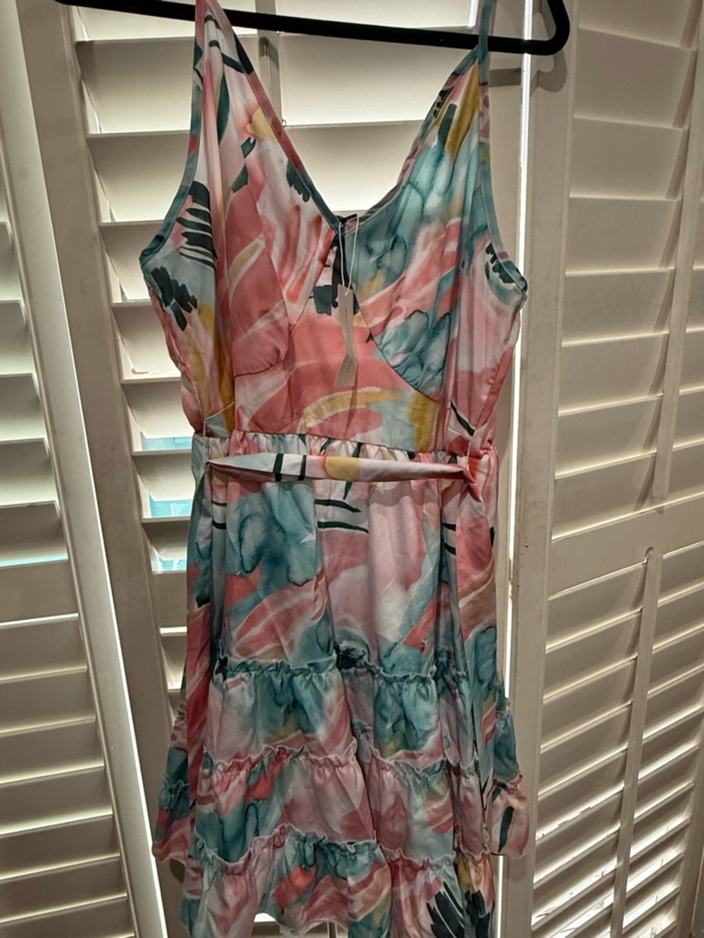 NWT - Pastel Pink, Blue and Yellow Watercolor Floral Dress